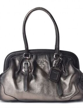 Prada Metallic Leather Double-Handle Shoulder Bag